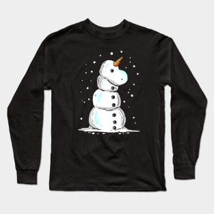 Unicorn Snowman For Christmas In July Long Sleeve T-Shirt